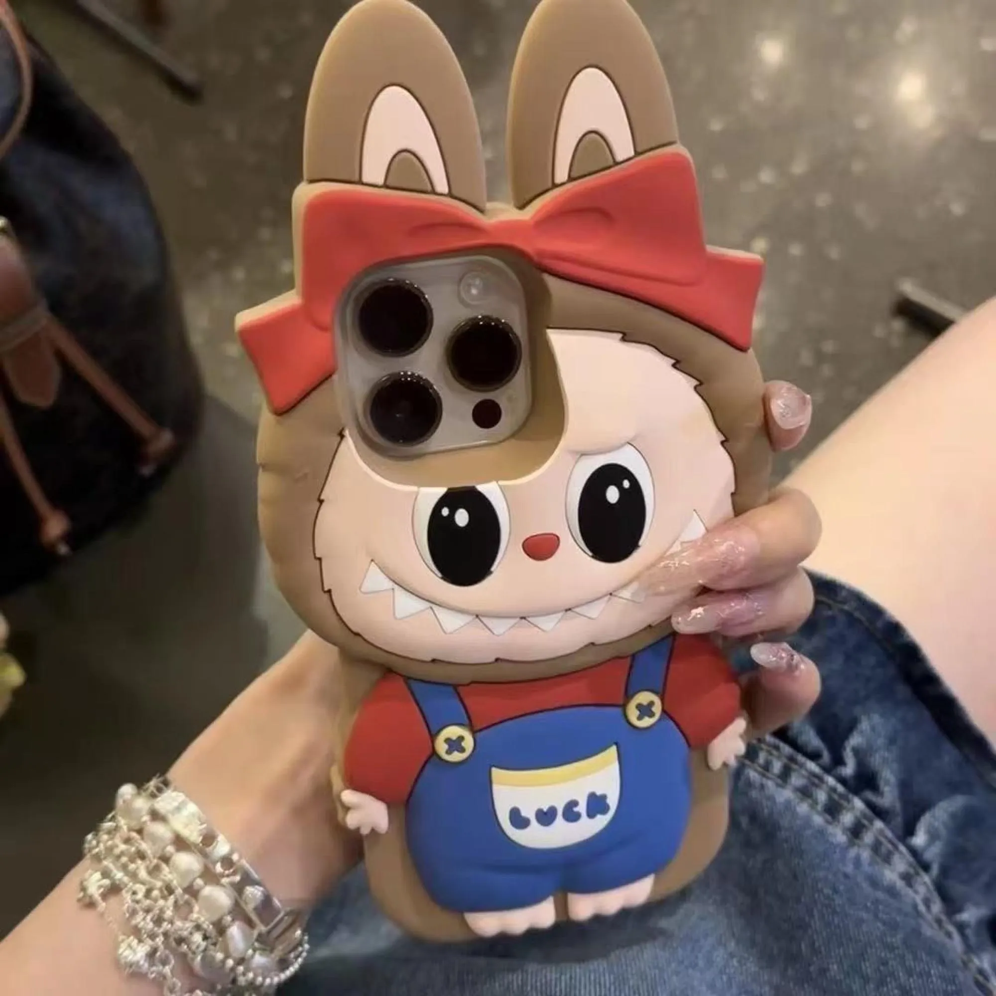 Cute Strap Plush iPhone Case Shockproof