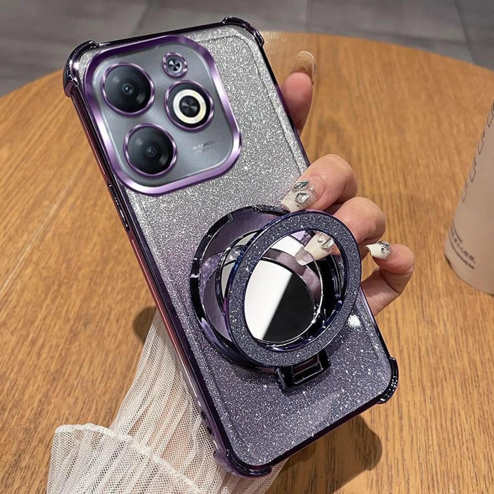 Tecno Spark 20 Shockproof Mirror Stand Case