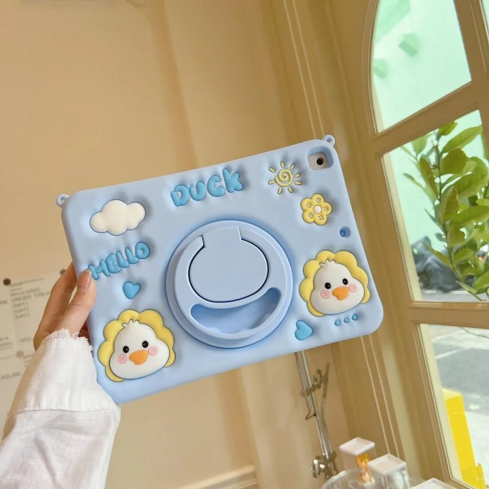 Cute Sky Blue Duck iPad Silicone Case